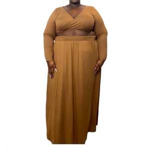 NEW CURVE MARKET two piece maxi skirt set - plus in sand